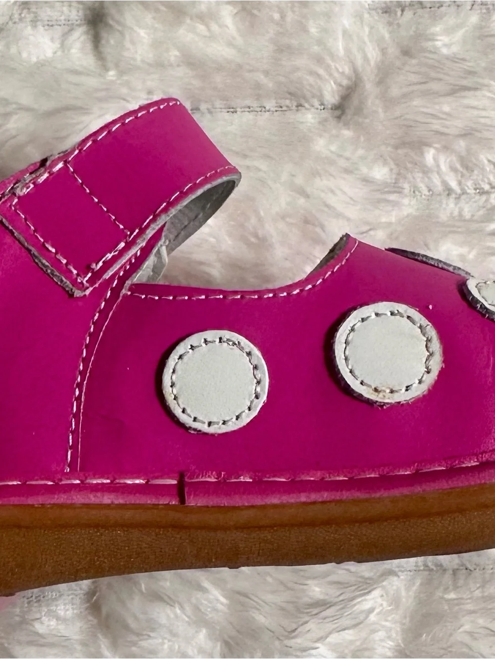 Wee Squeak Pink Girls' Mary Jane Shoes White polka dots, Squeekers work Sz 10.